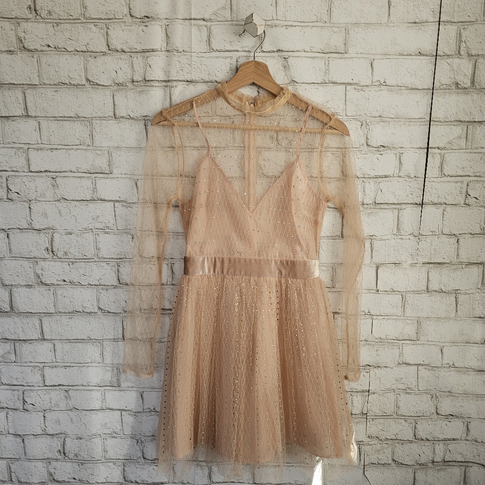 ☆ A'GACI Sheer Nude Pink Mini Dress